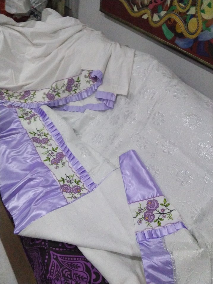 Nakışlı Mor Pastel Yatak Örtüsü - Görsel 4