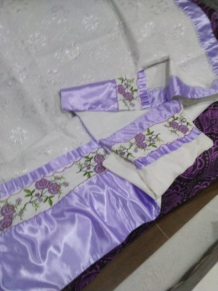 Nakışlı Mor Pastel Yatak Örtüsü - Görsel 5