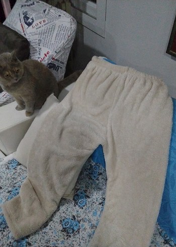 Kadın Bej Peluş Rahat Eşofman Altı - Görsel 6