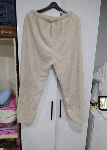 Kadın Bej Peluş Rahat Eşofman Altı - Görsel 2