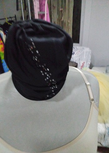 Drapeli Siyah Gotik Kadın bone,tesettur - Görsel 4