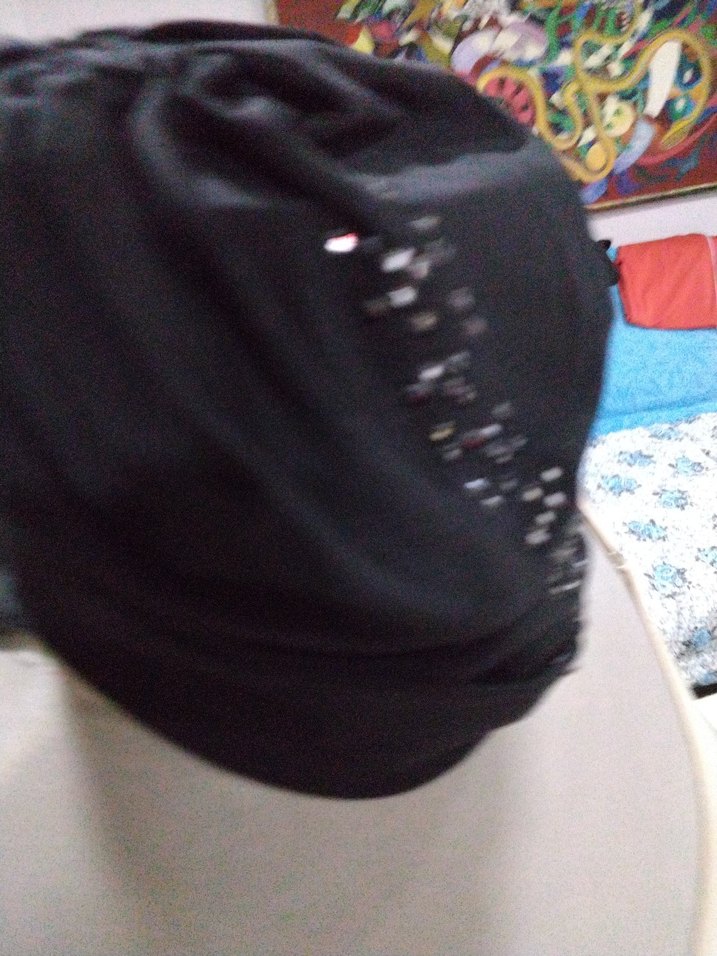 Drapeli Siyah Gotik Kadın bone,tesettur - Görsel 5