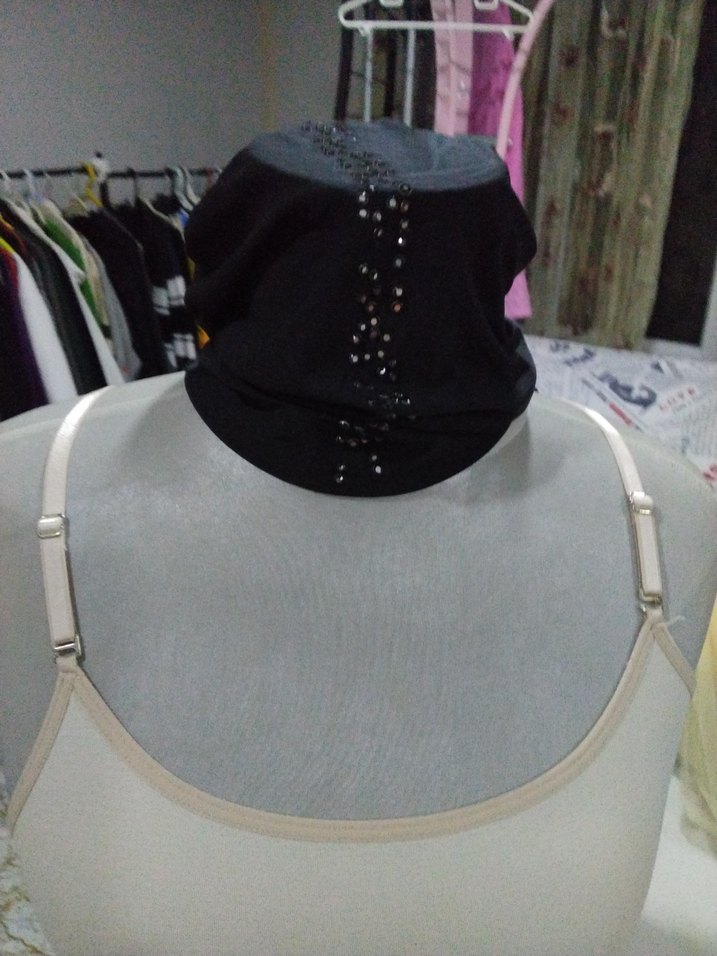 Drapeli Siyah Gotik Kadın bone,tesettur - Görsel 2