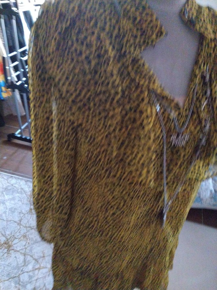 Sarı Leopar Desenli Bohem elbise, Tunik - Görsel 4