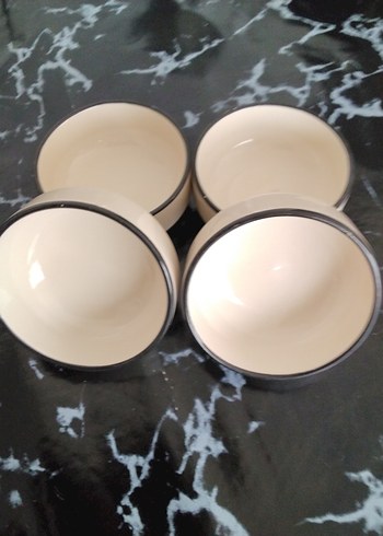 Beyaz ve Gri Seramik Kase Seti 4'lü - Görsel 2