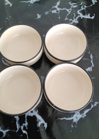 Beyaz ve Gri Seramik Kase Seti 4'lü - Görsel 6