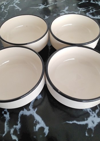 Beyaz ve Gri Seramik Kase Seti 4'lü - Görsel 3