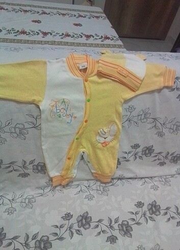 6 Ay Beden sarı Renk Tulum, bebek tulum, hastane çıkışı