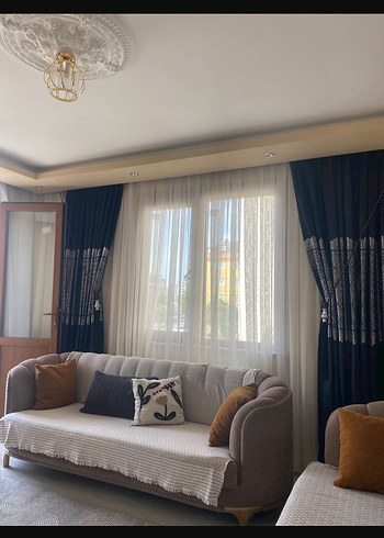 Taç Modern Klasik Desenli Gri Perde