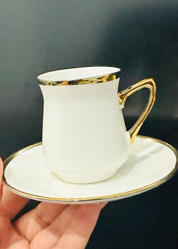 Altın Detaylı Beyaz Kahve Fincanı Seti