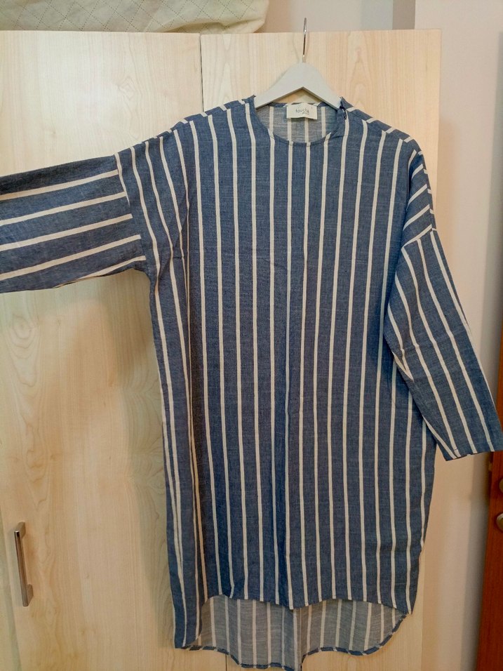 touch Kadın Mavi Çizgili Uzun Kollu tunik - Görsel 3