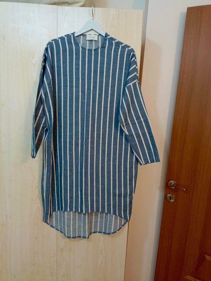 touch Kadın Mavi Çizgili Uzun Kollu tunik - Görsel 4