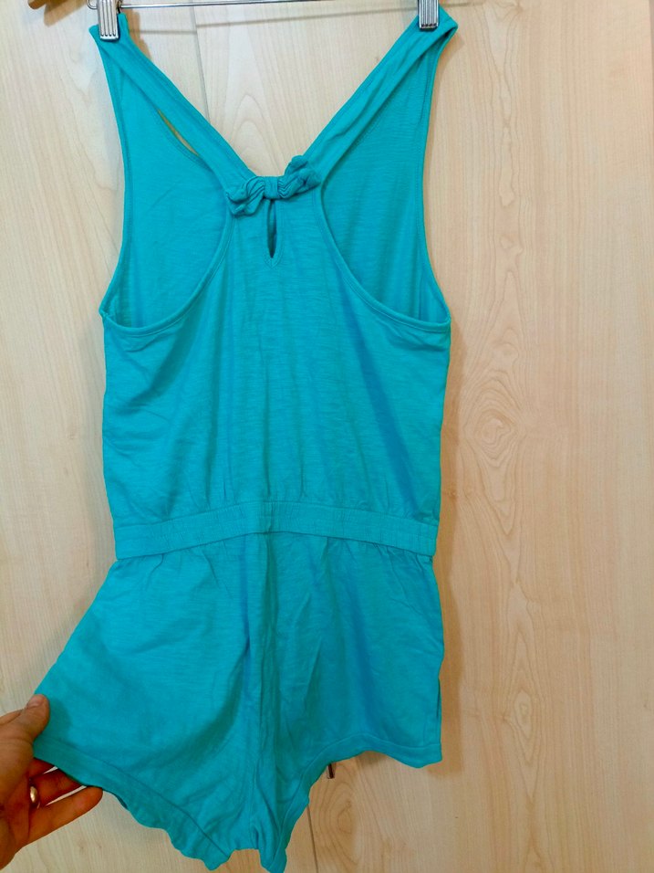 Zara Turkuaz Kolsuz Mini genç kız Tulum - Görsel 4