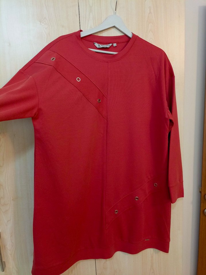 Alvina Düğmeli Uzun Kollu Gül Kurusu Kadın Tunik - Görsel 3