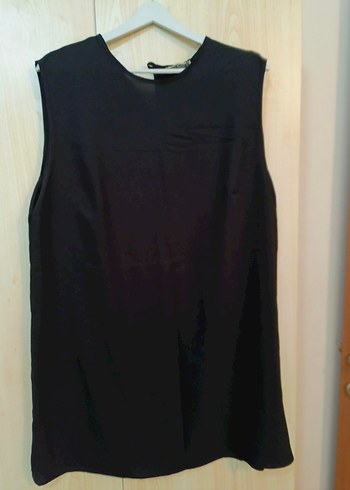 Beyaz, siyah, ben, Kolsuz Saten Bluz - Görsel 4