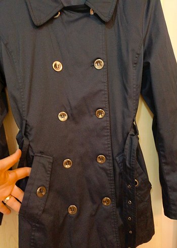 BATİK marka Düğmeli Lacivert Midi Trençkot - Görsel 5