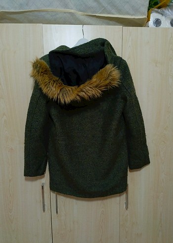 Kadın Yeşil Yün Kaban - Görsel 5