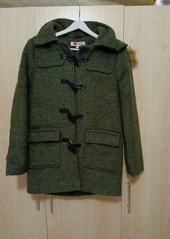 Kadın Yeşil Yün Kaban - Görsel 4