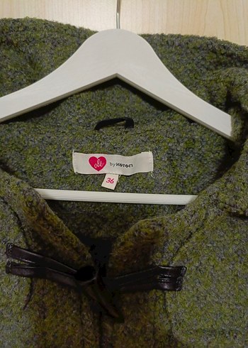 Kadın Yeşil Yün Kaban - Görsel 2