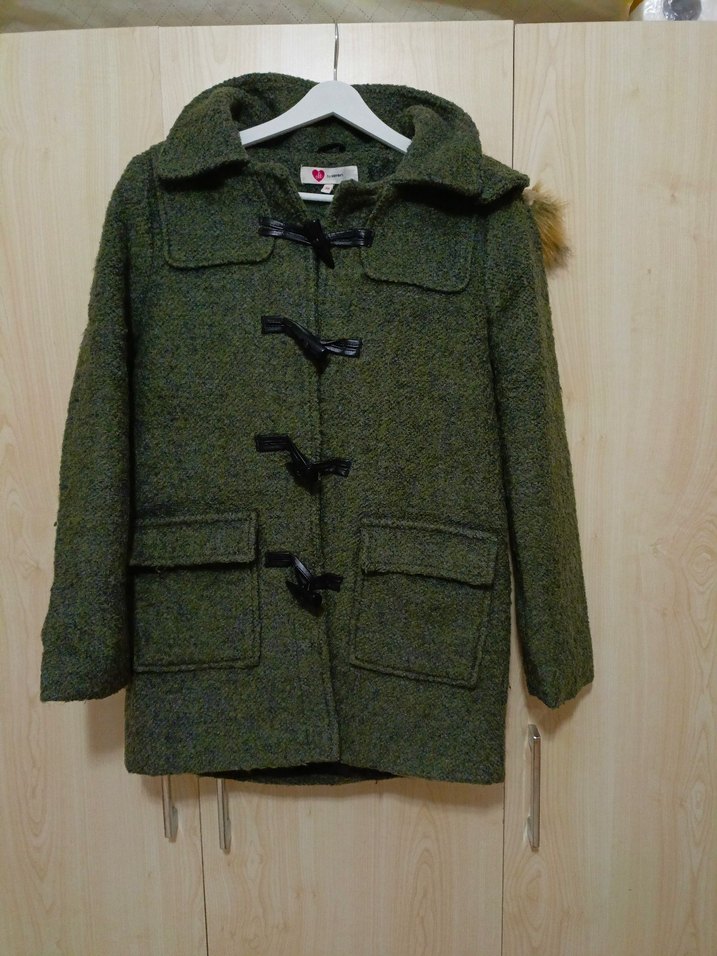 Kadın Yeşil Yün Kaban - Görsel 4