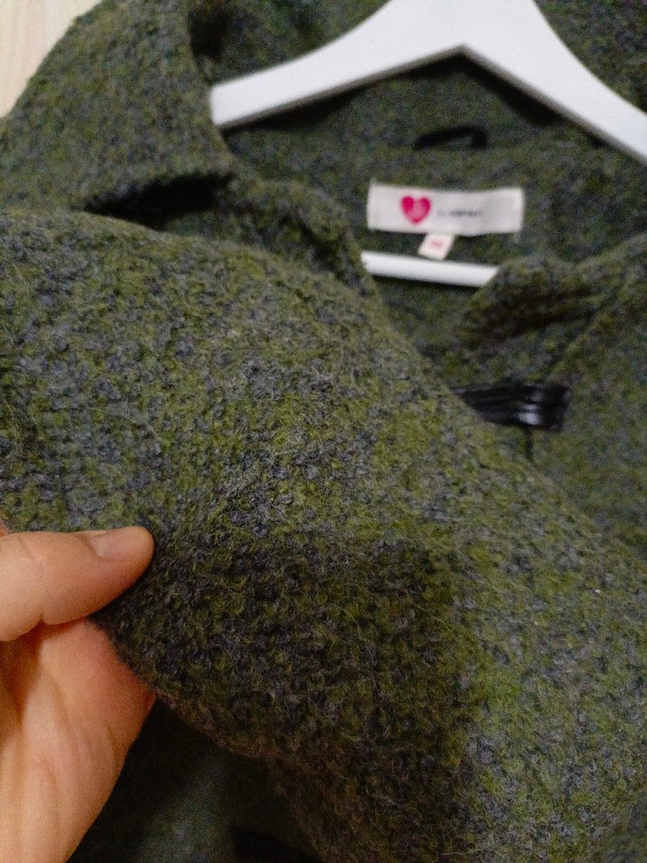 Kadın Yeşil Yün Kaban - Görsel 3