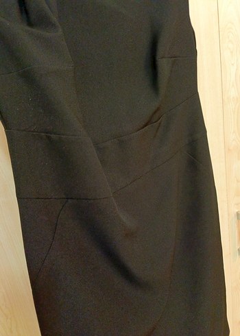 Drapeli Siyah Midi Ofis Elbisesi - Görsel 4