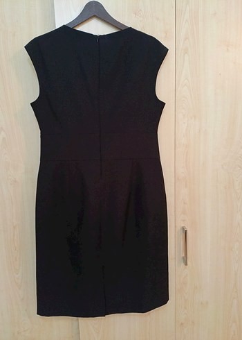 Drapeli Siyah Midi Ofis Elbisesi - Görsel 6