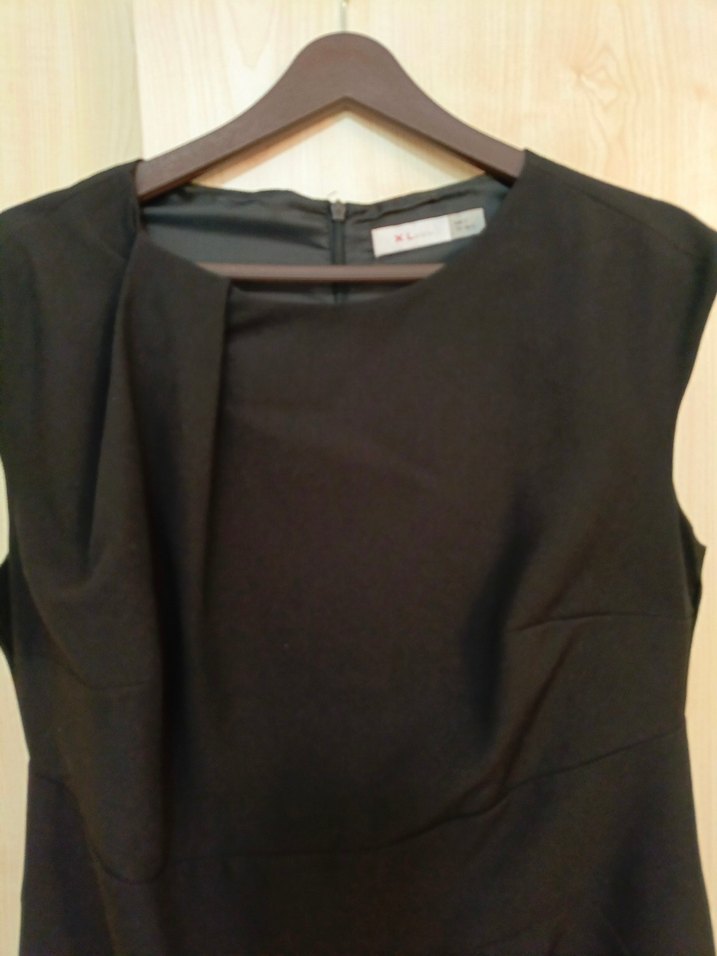 Drapeli Siyah Midi Ofis Elbisesi - Görsel 2