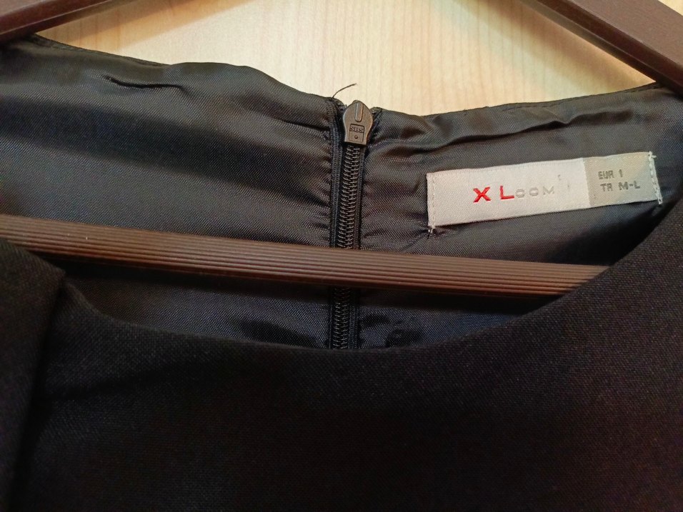 Drapeli Siyah Midi Ofis Elbisesi - Görsel 3