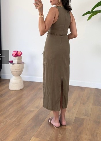 Zara keten karışımlı drapeli elbise