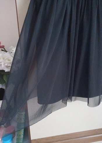 Siyah Gotik Midi Abiye Elbise - Görsel 3