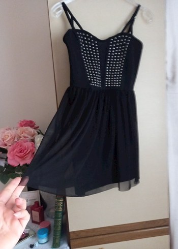 Siyah Gotik Midi Abiye Elbise - Görsel 7