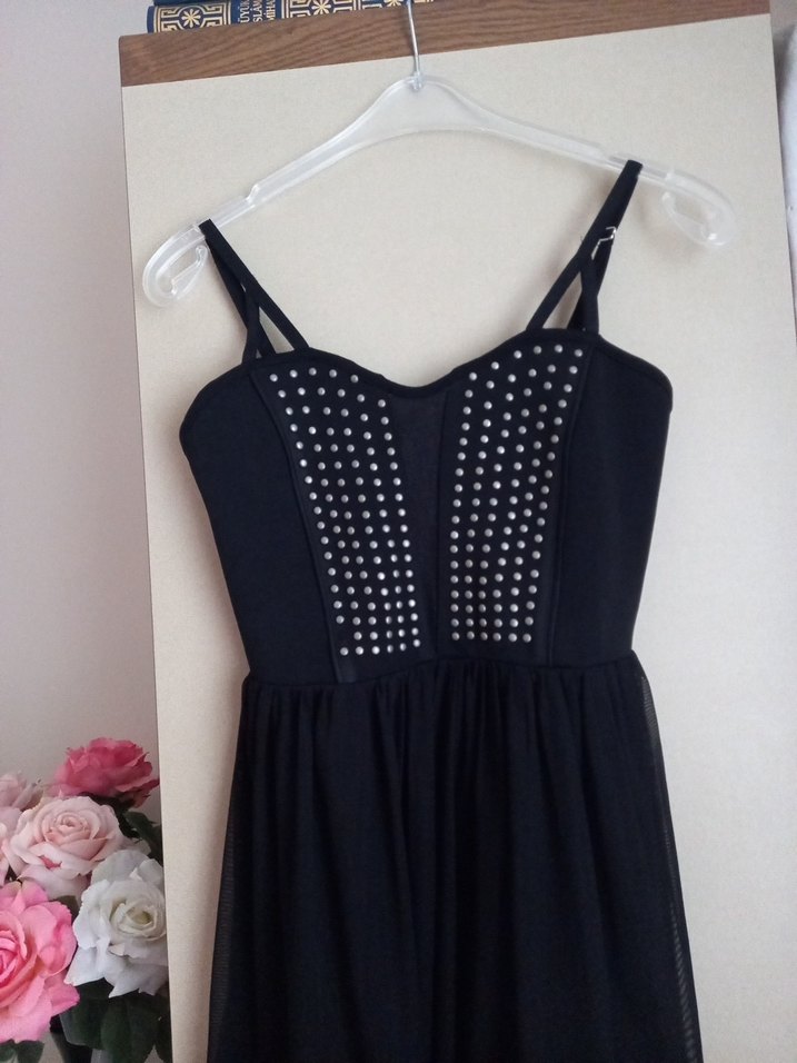 Siyah Gotik Midi Abiye Elbise - Görsel 4