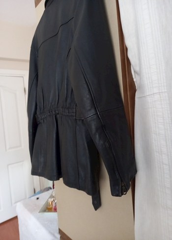 Kadın Siyah Deri Biker Ceket - Görsel 6