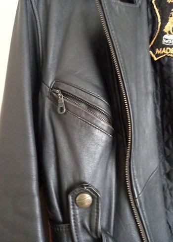 Kadın Siyah Deri Biker Ceket - Görsel 2