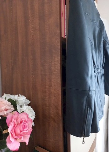 Kadın Siyah Deri Biker Ceket - Görsel 7