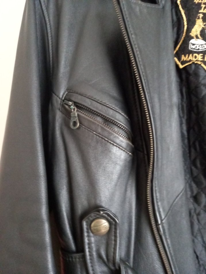 Kadın Siyah Deri Biker Ceket - Görsel 2