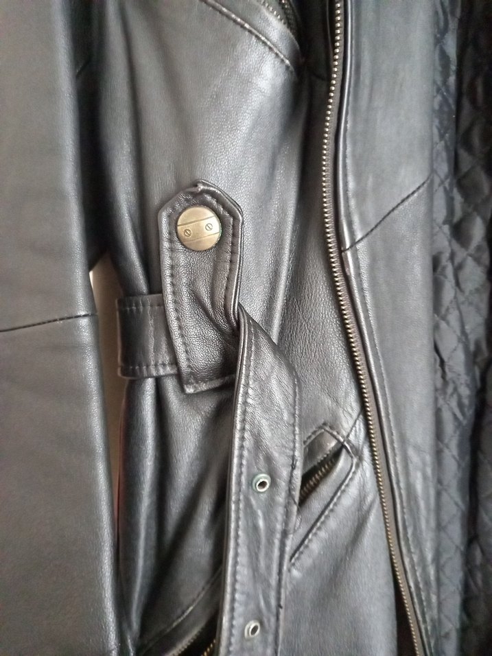 Kadın Siyah Deri Biker Ceket - Görsel 4