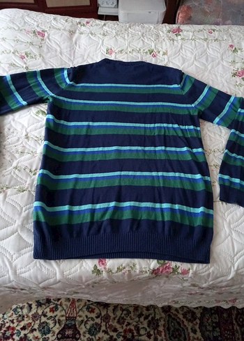 Erkek Çocuk Lacivert Çizgili Triko Kazak - Görsel 2