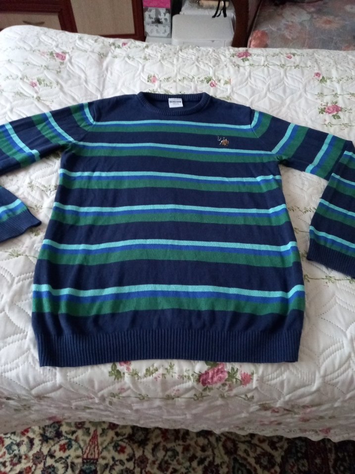 Erkek Çocuk Lacivert Çizgili Triko Kazak - Görsel 4