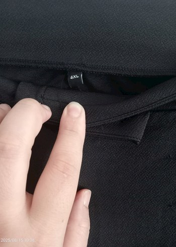 48 Beden Siyah Kemerli Midi Kumaş Pantolon