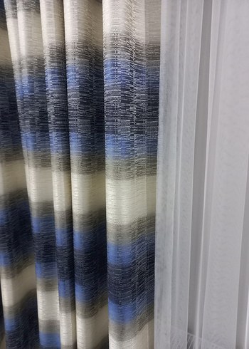 Diğer Mavi Tie-Dye Desenli Modern Perde