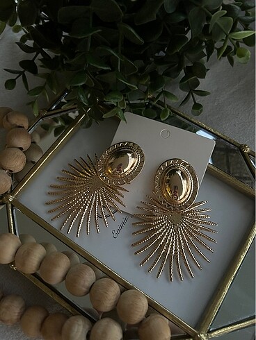 Geometrik Büyük Gold Küpe