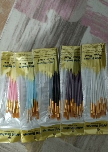 Çok Renkli 5 paket 10 lu boya Fırça Seti