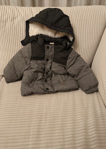 H&M 6-9 ay Bebek kapüşonlu gri mont - Görsel 2