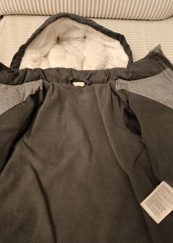 H&M 6-9 ay Bebek kapüşonlu gri mont - Görsel 4