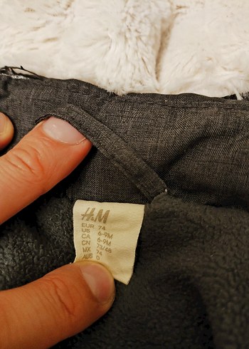 H&M 6-9 ay Bebek kapüşonlu gri mont - Görsel 6