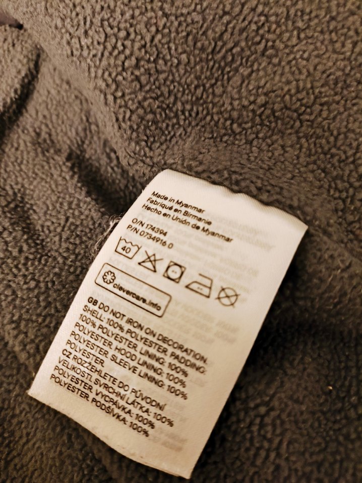 H&M 6-9 ay Bebek kapüşonlu gri mont - Görsel 5