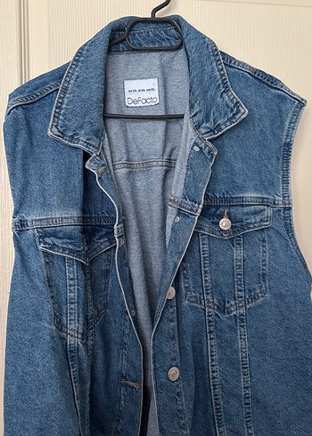 Düğmeli Mavi Denim Yelek - Görsel 2