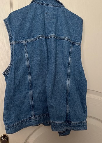 Düğmeli Mavi Denim Yelek - Görsel 3